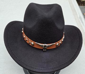 Cowboy Hoed met Afneembare Zilveren Stier Hoofdband (Nieuw) beschikbaar voor biedingen