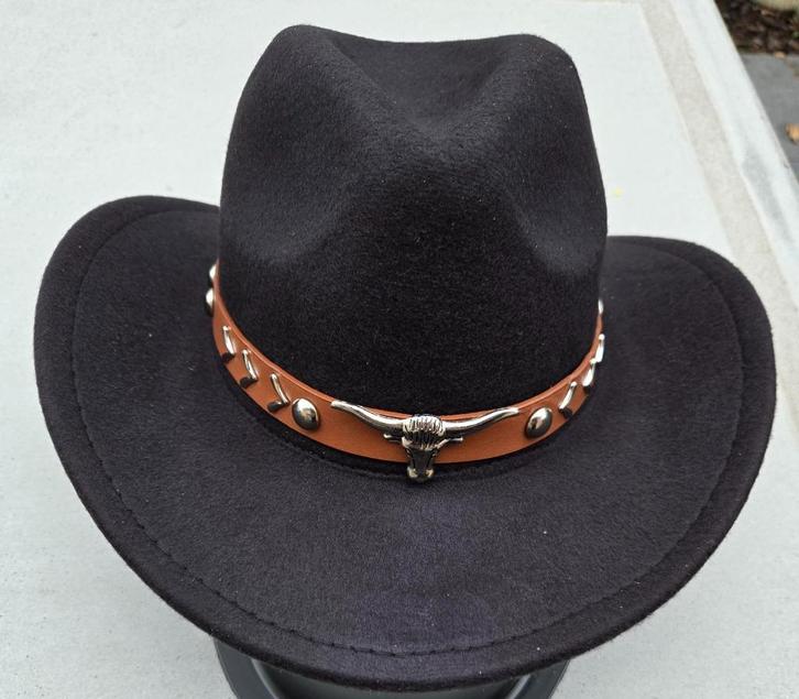 Cowboy Hoed met Afneembare Zilveren Stier Hoofdband (Nieuw), Kleding | Heren, Hoeden en Petten, Nieuw, Hoed, Ophalen of Verzenden