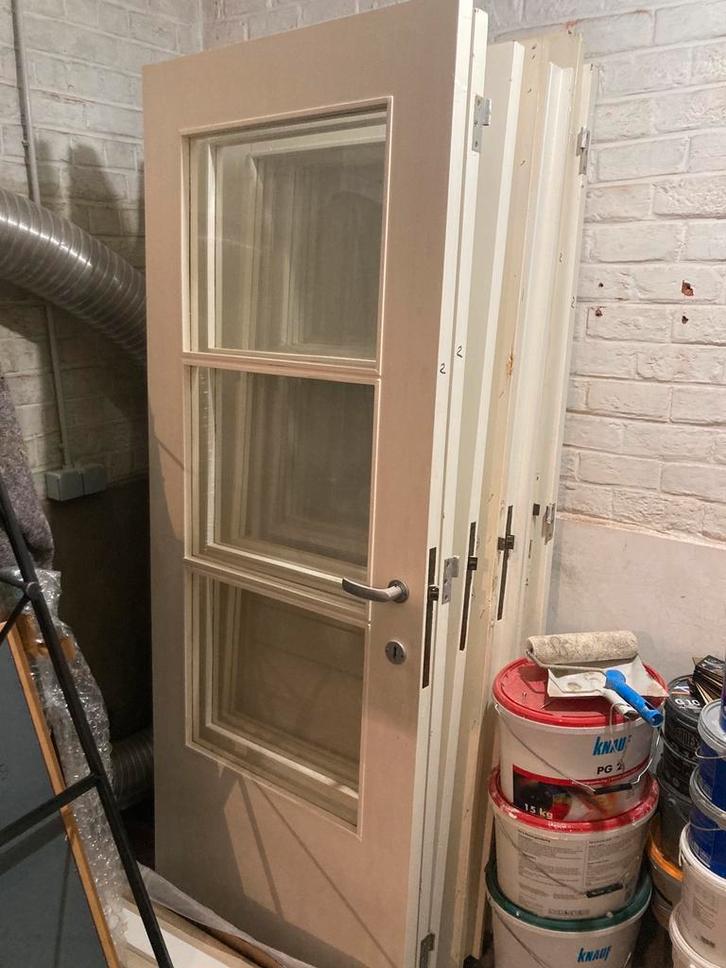 Deuren met glazen vensters, Doe-het-zelf en Bouw, Hout en Planken, Gebruikt, Ophalen of Verzenden