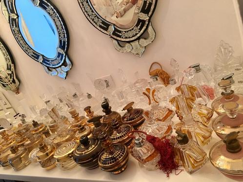 Grote collectie antiek kristal en glas vanity sets 1910-1960, Antiquités & Art, Curiosités & Brocante, Enlèvement ou Envoi