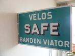 EMAILLE 2-ZIJDIG RECLAME BORD"VELOS SAFE BANDEN VIATOR"1949, Verzamelen, Merken en Reclamevoorwerpen, Ophalen of Verzenden, Zo goed als nieuw