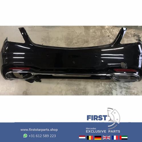 W222 S KLASSE FACELIFT AMG ACHTERBUMPER ZWART + UITLAAT SIER, Auto-onderdelen, Carrosserie, Bumper, Mercedes-Benz, Achter, Gebruikt