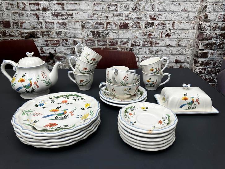 Gien France Oiseaux de Paradis servies keramiek 23 stuks, Antiek en Kunst, Antiek | Keramiek en Aardewerk, Ophalen