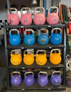 Competition Kettlebells 4 x 8-12-16-20 kg Incl Rek, Sport en Fitness, Fitnessmaterialen, Ophalen, Gebruikt, Benen, Kettlebell