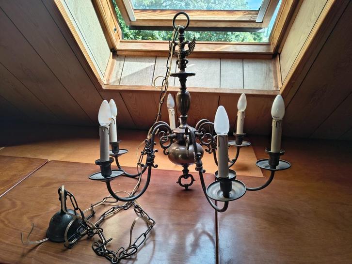 Antieke bronzen kroonluchter, Antiek en Kunst, Antiek | Verlichting, Ophalen