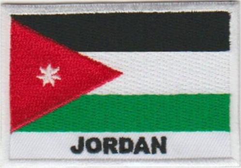Jordanie vlag stoffen opstrijk patch embleem, Diversen, Vlaggen en Wimpels, Nieuw, Verzenden