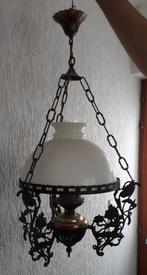 Lampe suspendue - Version lampe à huile - abat-jour blanc -, Comme neuf, Antiek/Vintage, Métal, Enlèvement