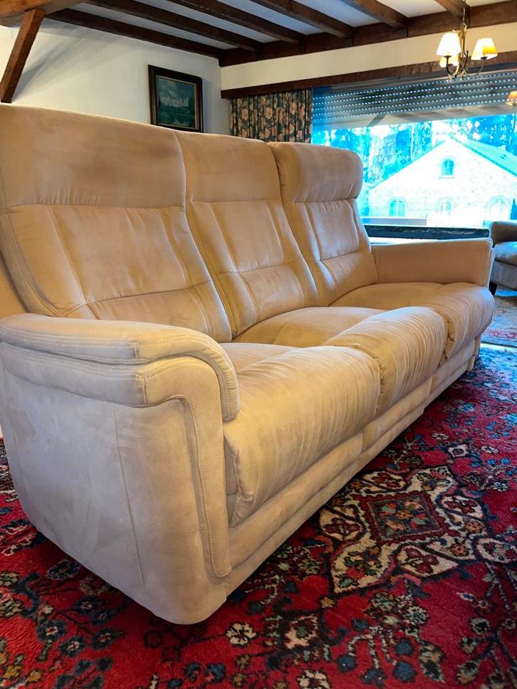 3 zitbank en fautieul electrisch, Antiek en Kunst, Antiek | Meubels | Stoelen en Sofa's, Ophalen