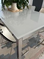 IKEA TORSBY eettafel – wit glas & inox onderstel (180 cm), Ophalen, Gebruikt, Ikea, 50 tot 100 cm