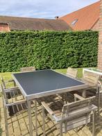 Tuinset in RVS: tafel en 6 stoelen, Tuin en Terras, Tuintafels, Ophalen, Gebruikt, Rechthoekig, Rvs