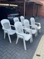 6 witte tuinstoelen met hoge rug, stapelbaar., Ophalen, Stapelbaar