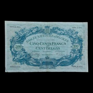 Bankbiljet / België / 500 frank of 100 Belgas / 1941 / XF+ beschikbaar voor biedingen