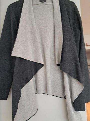 Antraciet grijze losse vest met lange mouwen, maat large  beschikbaar voor biedingen