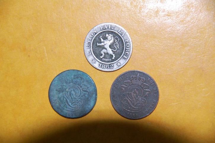 Leopold I : 1862 / 1863 / 1865, Postzegels en Munten, Munten | België, Setje, Verzenden