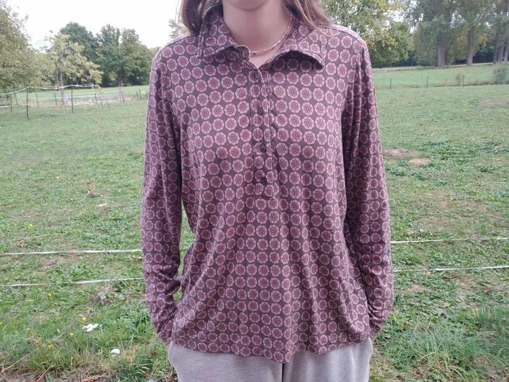 mooie Mayerline viscose blouse maat 42, Kleding | Dames, Blouses en Tunieken, Gedragen, Maat 42/44 (L), Bruin, Ophalen of Verzenden