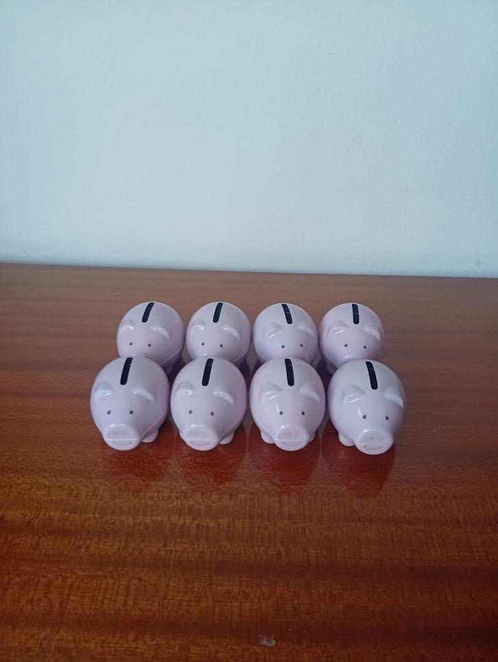 8 mini spaarvarkens, Verzamelen, Spaarpotten, Nieuw, Dier, Metaal of Blik, Ophalen of Verzenden