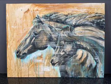 Sxhilderij paarden door Mk Art beschikbaar voor biedingen