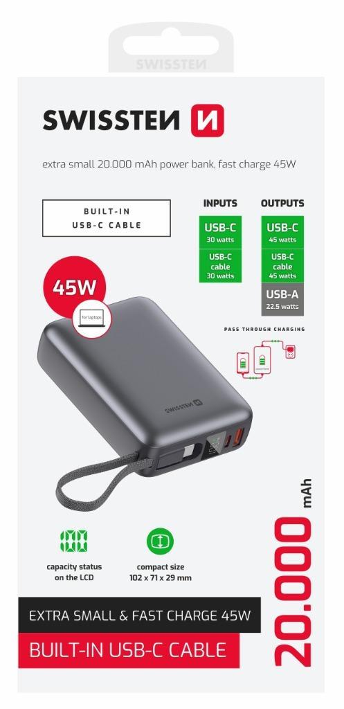 Swissten 45W Powerbank 20.000mah, Telecommunicatie, Powerbanks, Nieuw, Ophalen of Verzenden