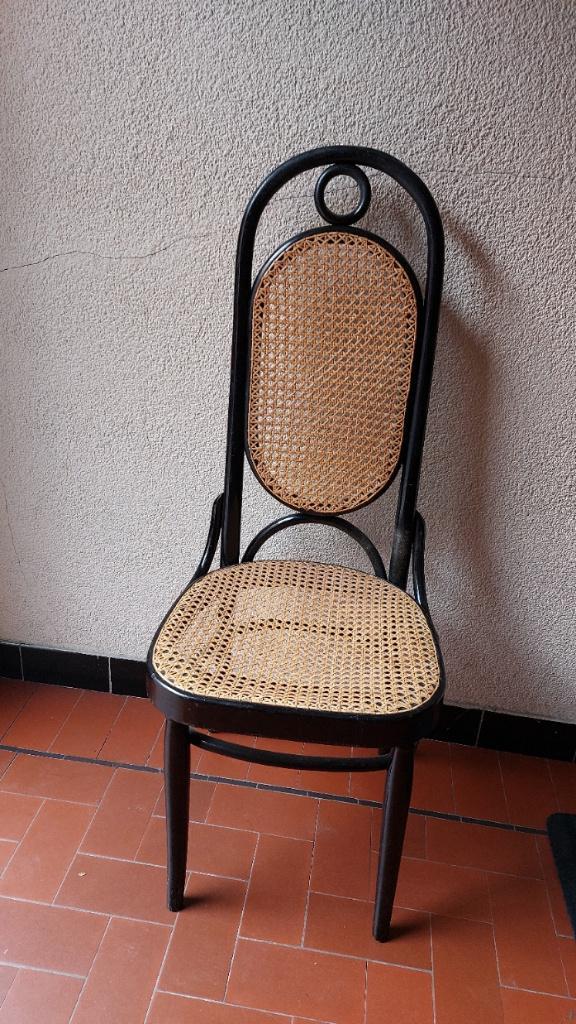 Thonet eetkamerstoel met hoge rug - Long John - zwart gelakt, Huis en Inrichting, Stoelen, Gebruikt, Eén, Hout, Riet of Rotan