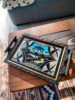 1970s vintage dienblad plateau vlinders taxidermie butterfly, Enlèvement ou Envoi, Utilisé, Rectangulaire