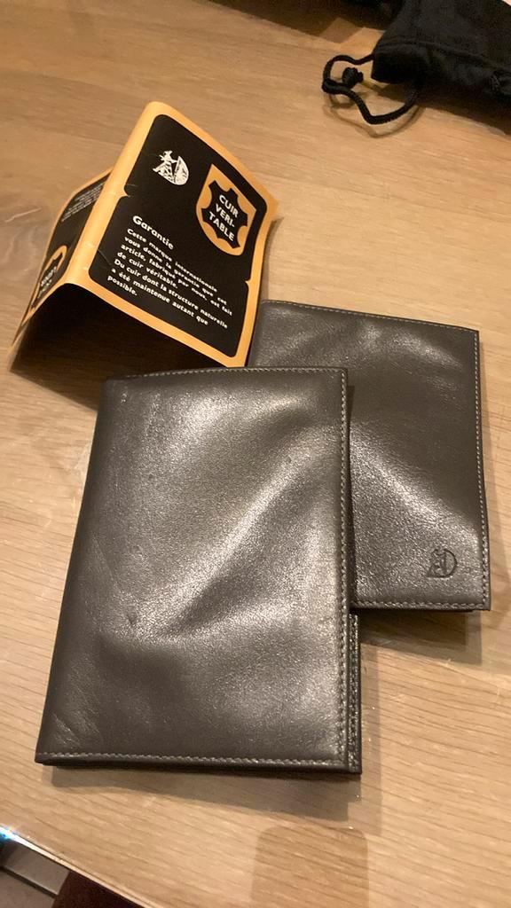 Lederen portemonnee + kaartenhouder nieuw, Handtassen en Accessoires, Portemonnees, Nieuw, Overige merken, Grijs, Leder, Ophalen of Verzenden