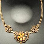 Vergulde halsketting met Amber kristallen, Enlèvement ou Envoi