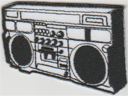Ghettoblaster stoffen opstrijk patch embleem, Verzamelen, Kleding en Patronen, Nieuw, Verzenden