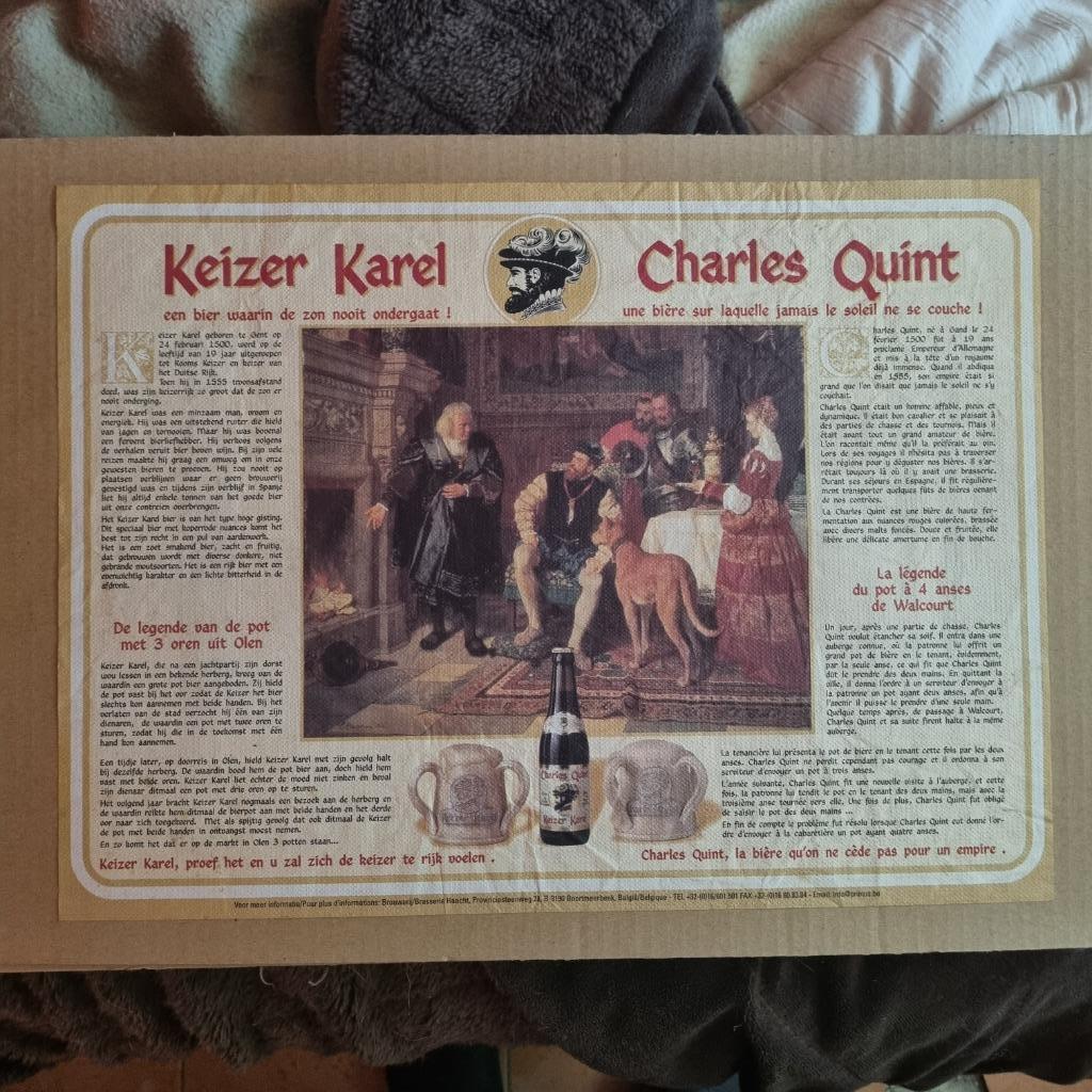 Set de table Charles Quint, Collections, Marques de bière, Enlèvement ou Envoi, Utilisé, Autres types, Autres marques