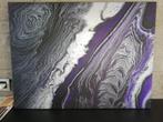 Abstract modern acryl canvas - 60*80 cm - paars-zilver, Antiek en Kunst, Kunst | Schilderijen | Modern, Ophalen