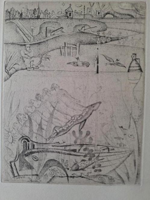 Fraaie ets Floris Jespers "Les 14 sabots" uit 1935, Antiek en Kunst, Kunst | Etsen en Gravures, Ophalen of Verzenden