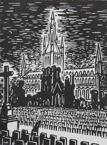 Gravure sur bois de Frans Masereel : IN FLANDERS FIELDS, Envoi, 1940 à 1960, Non affranchie, Flandre Occidentale