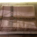 Antiek handgeborduurd linnen tafelkleed, Antiek en Kunst, Ophalen of Verzenden