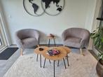 2 moderne fauteuils in stof, kleur Taupe, Ophalen, Zo goed als nieuw, Stof