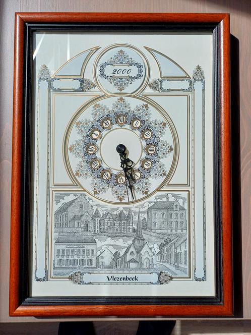 Glasgravure - vlezenbeek - klok - gouden randen, Antiek en Kunst, Kunst | Etsen en Gravures, Ophalen of Verzenden