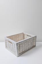 Mand van gevlochten rotan - met 2 handgrepen - wit, Mand, Ophalen of Verzenden, Zo goed als nieuw, Riet