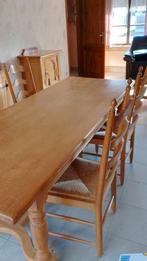 Eiken tafel   6 stoelen, Ophalen, Eikenhout, 200 cm of meer, 50 tot 100 cm