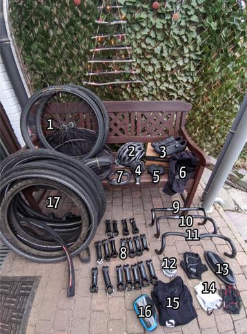 Vide grenier vélo : roues gravel, casque, pneus, potences..
