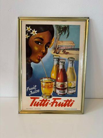 Reclamebord Tutti Frutti limonade, jaren '50 beschikbaar voor biedingen