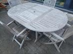 tuinset hout (4 stoelen + 1 tafel), Ophalen, 4 zitplaatsen, Gebruikt, Tuinset