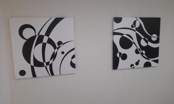 Schilderij, moderne kunst, zwart-wit beschikbaar voor biedingen