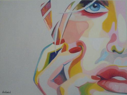 olieschilderij popart Glitter 2 (60x80cm), Antiek en Kunst, Kunst | Schilderijen | Modern, Ophalen of Verzenden