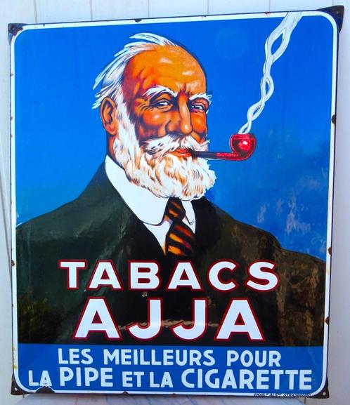 VINTAGE GEËMAILLEERDE PLAAT, TABAK, AJJA-PIJP EN BOVENKANT V, Verzamelen, Merken en Reclamevoorwerpen, Gebruikt, Reclamebord, Ophalen