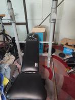 Fitness bench+rek+stang(10kg)+3dumbell stangs(2kg)+gewichten, Ophalen, Gebruikt, Krachtstation, Rug