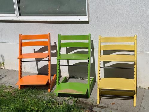 Lot de 3 chaises évolutives STOKKE TRIPP TRAPP(ou par pièce), Kinderen en Baby's, Kinderstoelen, Gebruikt, Meegroeistoel, Afneembaar eetblad
