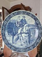 Groot sierbord Delfts blauw - paard en kar, Antiek en Kunst, Ophalen