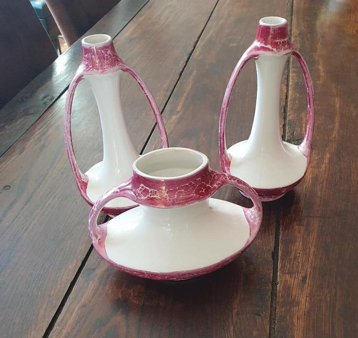 Art deco vazenset Nimy Belgische keramiek 1920, Antiek en Kunst, Antiek | Keramiek en Aardewerk, Ophalen of Verzenden