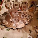 Beau plat en verre avec verres anciens, Antiquités & Art, Enlèvement