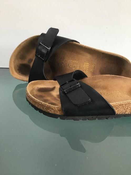 Gratis Verzending | Birkenstock Madrid zwarte slippers 37, Kleding | Dames, Schoenen, Zo goed als nieuw, Slippers, Zwart, Verzenden