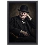 Winston Churchill portret canvas + baklijst 50x70cm, Huis en Inrichting, Nieuw, Verzenden