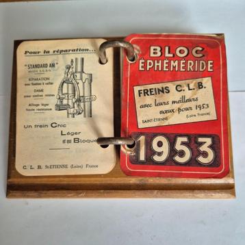 Antieke scheurkalender 1953 met reclames van fietsonderdelen beschikbaar voor biedingen